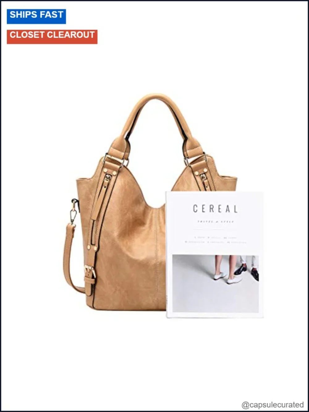 Faux Leather Hobo Tote Bag with Adjustable Strap